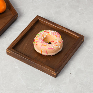 Plateau rectangulaire en bois massif de noyer noir, élégant plateau de service pour hôtel, restaurant, présentation de thé et de fruits - Product Image 3