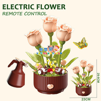 Bloques de Construcción Eléctricos EPT RC Rose, Juguete de Construcción para Niñas de 5 a 7 Años, 334 Piezas, Flor en Spray con Luz LED