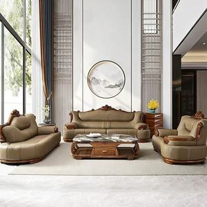 Modern European Style L-Shape Sectional <b>Sofa</b> Set with PU Leather and Wood for <b>Hotel</b> and Villa Apartment Furniture - Product Image 1