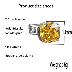 European American Style <b>Titanium</b> Steel Square Zircon <b>Ring</b> Women's Punk Fashion Party Jewelry Geometric Stone Design 27097 - Product Image 4