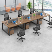 Postazione di Lavoro Modulare Personalizzabile per 2-6 Persone, Scrivania da Ufficio Moderna e Industriale con Armadietto di Grande Capacità per Uffici Open Space