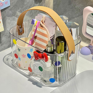 <b>Bath</b> Basket Rectangle With Handle Multifunctional <b>Storage</b> For Bathroom Toilet Supplies Student Dormitory - Product Image 3