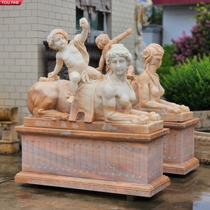 Sculpture de <span class=keywords><strong>Sphinx</strong></span> en marbre blanc YOUFINE, statues mythologiques de gardiens pour la décoration d'entrée de villa ou de musée - Product Image 5