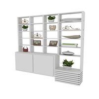 Étagère de rangement ouverte autoportante moderne blanche pour magasin de détail avec vitrine et rangement