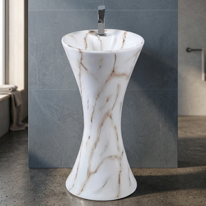 Modern Hotel Ceramic Bathroom Sink Pedestal Wash Basin Luxury White Color Freestanding Stand - Product Image 6