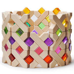 Bloques de construcción de madera con gemas, acrílico translúcido, juguetes educativos de partículas grandes para niños pequeños de 2 a 4 años - Product Image 5