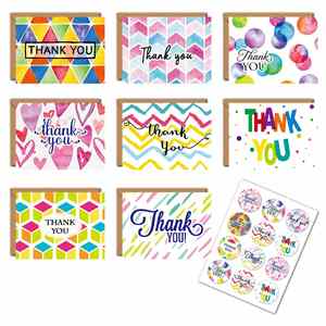 Factory Supply Simple Birthday Card Set with 8 Pack Kraft <b>Paper</b> Envelopes <b>Gloss</b> Varnishing Silk Screen Printing Personalized - Product Image 3