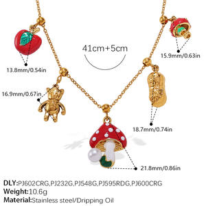 DIY度假蝴蝶海洋蘑菇魅力不锈钢镀金吊坠时尚饰品项链女批发 - Product Image 4