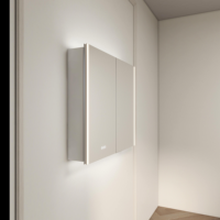 LED Modern modis kamar mandi cermin rias lemari persegi panjang dipasang di dinding Defog saklar Sensor sentuh IP44 dinilai