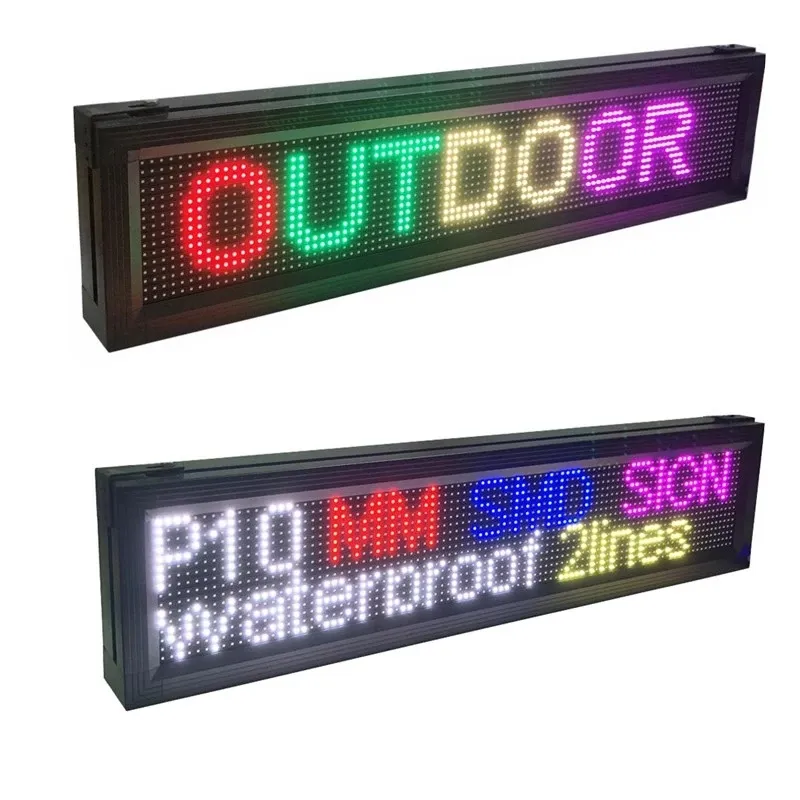 P10 intérieur panneau de signalisation de texte en cours d'exécution couleur affichage numérique led bus écran led