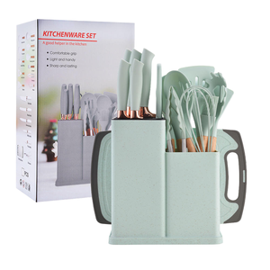 19pcs Heat Resistant Silicone <strong>Kitchen</strong> <strong>Accessories</strong> With <strong>Wood</strong> Handle <strong>and</strong> Cuttings Board Storage Bucket <strong>Kitchen</strong> Gadget Set - Product Image 2