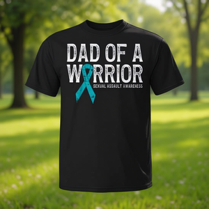 Camiseta con lazo de concienciación sobre el asalto sexual para papá de un guerrero, para hombre adulto, manga corta, cuello redondo, serigrafía - Product Image 3