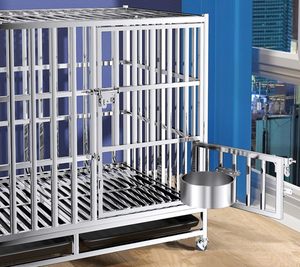 High Quality Breathable Silver Quadrate Stainless Steel Metal Outdoor Indoor Pet Cage Double-Door Push-Up Closure Dog <b>Crate</b> for - Product Image 5