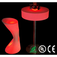 Meubles de bar extérieur en plastique imperméable pour discothèque, table et chaises lumineuses