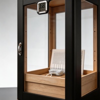 Humidor vertical pour cigares avec logo personnalisé, plateau en cèdre espagnol, fenêtre en verre, hygromètre numérique, poignée métallique, présentoir de rangement pour cigares
