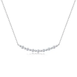 Fine Jewelry Diamond Moissanite Necklace Pendant White Gold Plated 925 Silver Sterling Chain For Women