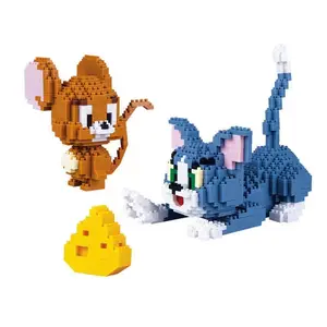 Diamond small particle building blocks puzzle children's toys compatible with LEGO wholesale color box stall cat and creative mo