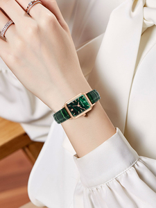 Relojes de Lujo para Mujer, Esfera Pequeña, Esfera Verde, Correa con Presilla, Relojes de Pulsera Cuadrados para Chicas - Product Image 5
