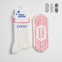 Chaussettes de sport antidérapantes en coton et silicone personnalisées pour femmes, couleur blanche, POPSOX Medias