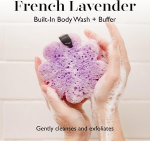 OEM Lavender Flower Bath Soap Sponge Shower Scrubber Cleaning Wash Scrub Dirt & Oil Removal Massage & Lather Foot Elbow Face - Product Image 2