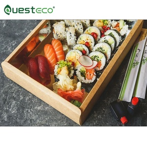 Caja de Embalaje <span class=keywords><strong>para</strong></span> Sushi de Papel Kraft Ecológico Impresa Personalizada con Ventana Transparente <span class=keywords><strong>para</strong></span> Entrega de Comida a Domicilio y Catering en Restaurantes - Product Image 4