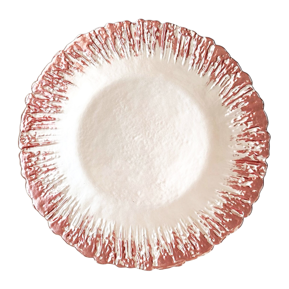 Blanc avec bordure en or rose
