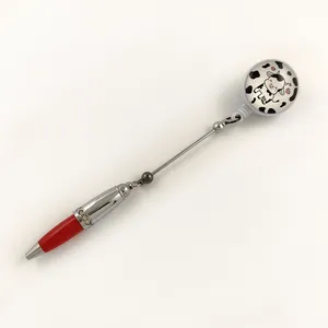 Papeterie créative Mini stylo décoratif rétractable à perles Barre vierge DIY Portable portant des perles Stylo avec bobine d'insigne
