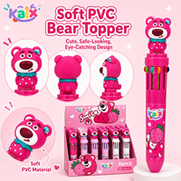 Stylo Gel Multicolore KAIX Ours Mignon avec Logo Personnalisé, 10 Couleurs, Embout en PVC Souple, Lot de 36 Pièces pour Récompenses Scolaires
