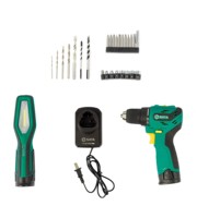 Kit de Perceuse Visseuse Sans Fil 12V Sans Balais 51007, 88 Pièces, pour Entretien et Installation Extérieurs, avec Lampe de Travail et Boîte à Outils Métallique