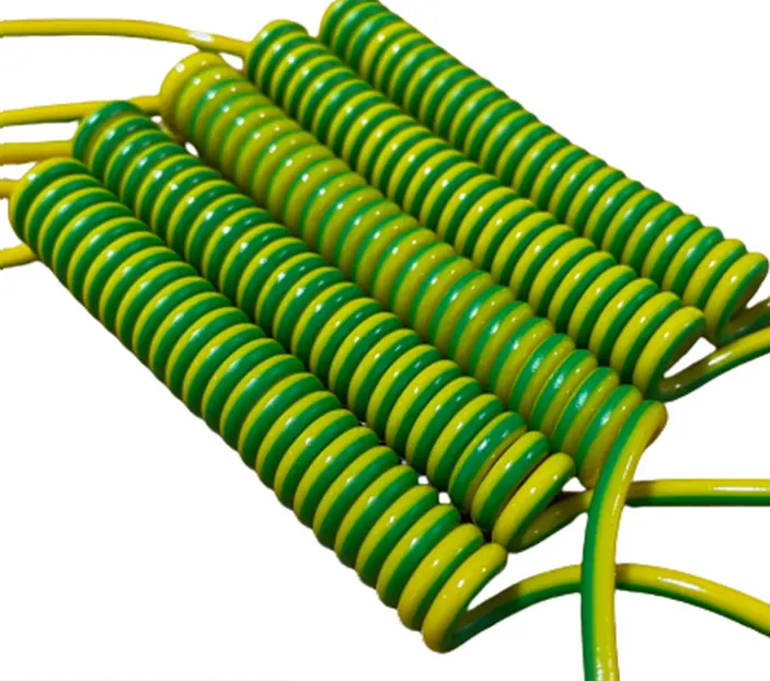 Earth Yellow Green Copper Power Cord Insulated with PVC for Ground Earth Spring Durable Wire Spiral Cable Wire