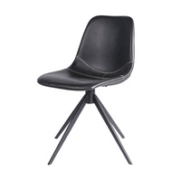 [En stock] Chaise de salle à manger nordique moderne minimaliste en métal avec revêtement en cuir noir, design sans accoudoirs, pour usage domestique, chaise de salle à manger de luxe