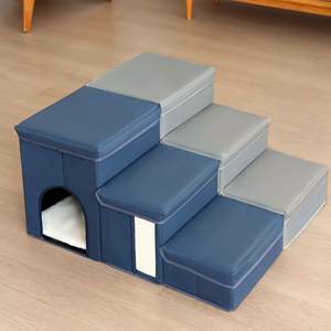 บันไดบ้านสุนัขพับได้อเนกประสงค์บันไดสัตว์เลี้ยงทรงสี่เหลี่ยมทันสมัยหรูหราพิมพ์ลายเต็มไปด้วยฟองน้ำเป็นมิตรต่อสิ่งแวดล้อมอเนกประสงค์ - Product Image 2