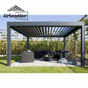 Moderne Tuin Paviljoen Balkon Ijzeren Metalen Gietijzeren Aluminium <span class=keywords><strong>Pergola</strong></span> Met Stenen Kolom Stijlvolle Buitenstructuur - Product Image 6