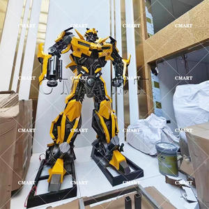 Decoración de Jardín y Parque, Enorme Estatua de Transformer de Acero Inoxidable, Estatua de Optimus Prime de Metal para Exteriores, Escultura de Iron Bumblebee con Luces LED - Product Image 1