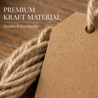 Étiquettes suspendues personnalisées 100 pièces, étiquettes cadeaux de Noël, étiquettes cadeaux en papier kraft brun de Noël, ensemble avec ficelle en jute et ficelle de boulanger rouge et blanche
