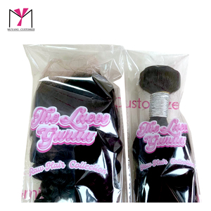 MUYANG CUSTOMIZE Clear Opp <b>Bag</b> For Hair Extensions Printed Logo Heat <b>Seal</b> Packaging - Product Image 4