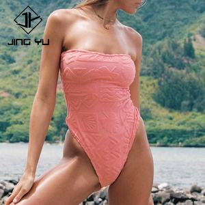 Maillot de bain une pièce en polyester de haute qualité, tendance, avec haut tube en coton jacquard, idéal pour la plage – Vente chaude - Product Image 1