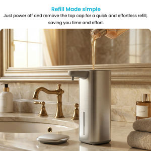 Dispensador de Jabón Automático Sin Contacto para Cocina y Baño, Acero Inoxidable, Autolimpiante, Sensor Rápido de 0.2 Segundos, Recargable por USB C - Product Image 6