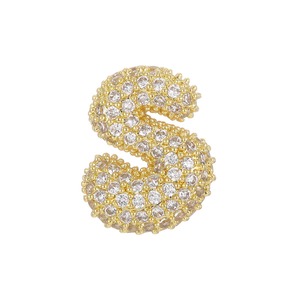Letras Personalizadas con Circonitas Cúbicas, Chapadas en Oro, Brillantes, con Diseño de Burbujas, Iniciales de la A a la Z - Product Image 6