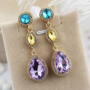 European American Trendy Fashion Zircon <b>Crystal</b> Women's Gold Plated Copper Alloy <b>Water</b> Drop Long Drop Earrings Jewelry for - Product Image 6