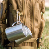 Tasses à café en acier inoxydable à double paroi avec poignée, personnalisables avec logo, 200 ml, 300 ml, 400 ml, 500 ml, pour le camping et la randonnée