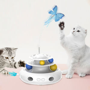 Juguete de gato de plástico ecológico interactivo inteligente 3 en 1, Bola de pista de mariposa aleteo automático, pluma de emboscada activada por movimiento - Product Image 2