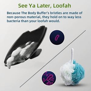 Eco Friendly Exfoliating Food Grade Silicone Oval Modern Body Scrubber Soft Bath Brush Shower Scrubber with <b>Hook</b> - Product Image 4