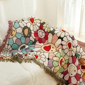 مخصص أزياء شعبية مختلفة عباد الشمس الملونة هدية للتنزهي من القطن حجم * * بساط منسوج بطانيات للسرير - Product Image 5