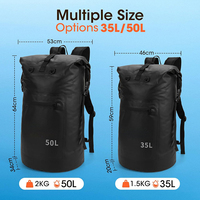 Sac à dos étanche 35L 50L, sac à dos étanche à fermeture rolltop avec étui pour téléphone IPX8 pour la navigation de plaisance, le kayak, la randonnée, le camping, le rafting