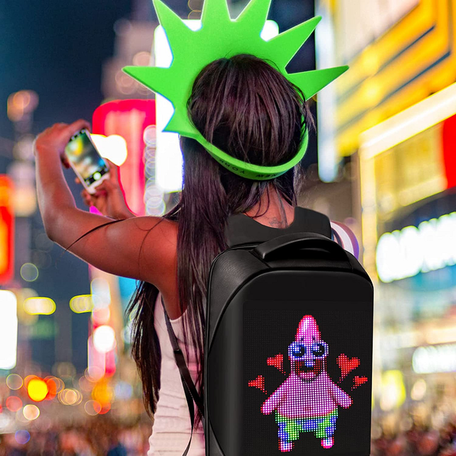 Smart LED Display Backpack Business Advertising Light Pixel LED Programmable Full-Color Screen Backpack