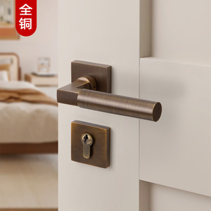 Mei Hong Solid Brass Door Lock CP22-89 Lever Handle Keyless Magnetic Silent Installation For Bedroom Door - Product Image 1