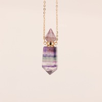 Hainon cristal naturel Double pointe colonne hexagonale pendentif aromathérapie bouteille huile essentielle bouteille pendentif à la mode