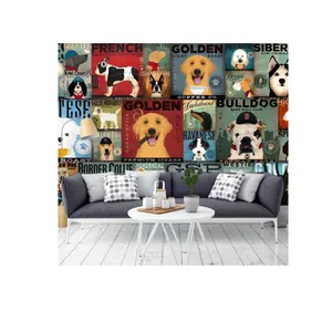 Custom Cartoon Funny Dog Living Room Fabric Wallpaper