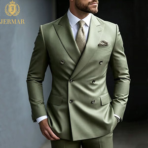 <span class=keywords><strong>Costume</strong></span> Homme Vert Sauge Double-Breasted Rafraîchissant à Revers Pointus pour Mariages <span class=keywords><strong>en</strong></span> Plein Air, Brunchs et Événements Printaniers - Product Image 1
